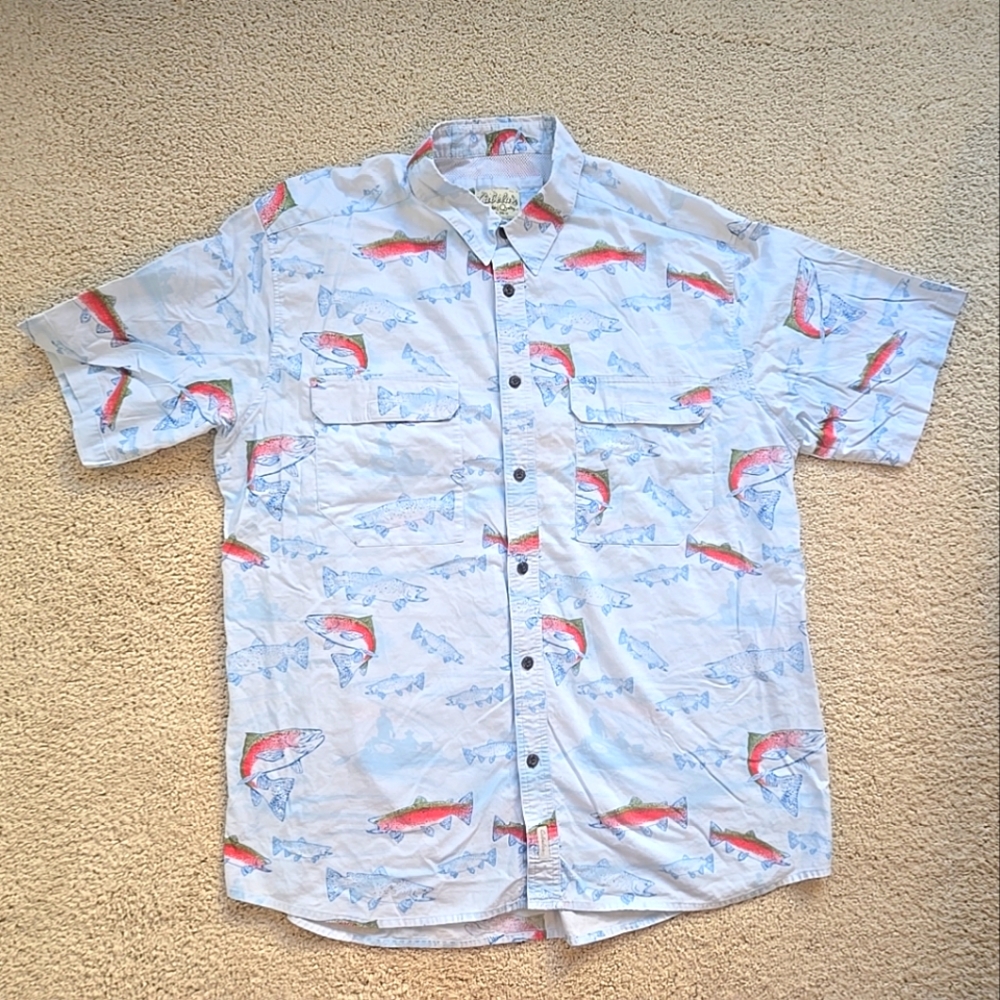 Cabela's Vented Button Down Fishing Shirt Rainbow Trout